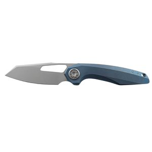 Cuchillos Plegables con Mango Metálico Azul y Hoja Estilo Tanto Gris, Ranura de Apertura con el Pulgar, Detalle de Pivote Circular, Agarre Ergonómico para Actividades al Aire Libre - Product Image 1