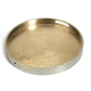 Dinner <b>Table</b> Decor Serving Tray High Class Quality Food Server Metal Tray Unique Style Gold Plated Finishing Server Metal Tray - Product Image 2