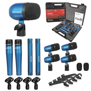 Kit de Micrófonos de Batería de 5 Núcleos, 9 Piezas, Micrófonos de Batería Totalmente Metálicos, Tom/Snare y Platillos, Juego de Micrófonos con Cable para Instrumentos de Percusión - Product Image 1