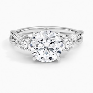 Bague à trois pierres inspirée de la nature, sertie de diamants de laboratoire, en or blanc 14 carats - Product Image 1