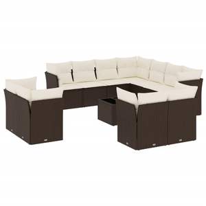 Ensemble de canapés de jardin Brond en rotin PE marron avec pieds réglables, design contemporain, coussins en mousse haute densité - Product Image 4