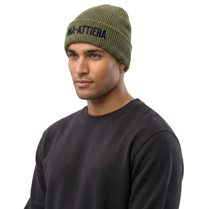 Gorro de Punto Acanalado Verde Oliva con Puño, Gorro Cálido de Invierno con Logotipo Bordado Personalizado - Product Image 5