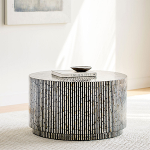 Table basse en métal minimaliste de luxe avec incrustation d'os et accents de vadrouille hauteur réglable meubles de maison de salon durables - Product Image 1