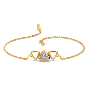 Triple Triangle Cluster Diamond Bracelet with Yellow Gold Chain and Open Geometric Side <b>Frame</b> Design - Product Image 2