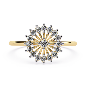 Bague de cocktail en or massif 10K 14K avec diamant rond de laboratoire de haute qualité, motif floral soleil éclatant, bague de déclaration de mariage - Product Image 2