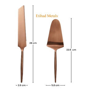 ชุดอุปกรณ์เสิร์ฟเค้กพรีเมียม Starlight จำนวน 2 ชิ้น พร้อมด้ามจับรูปโบว์สีทอง - Product Image 5