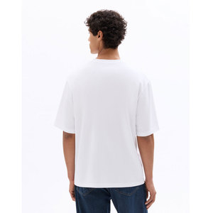 Camiseta de Manga Corta para Hombre, Cuello Redondo, Algodón Jersey Blanco Sólido, Corte Regular, Estilo Casual, Talla Grande, Tejido Grueso - Product Image 2