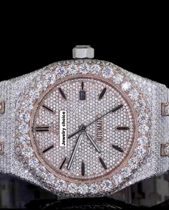 Reloj de Lujo de Cuarzo con Moissanita Antigua para Hombre, de Acero Inoxidable, con Esfera Pavé, Personalizado OEM ODM - Product Image 3