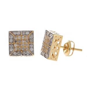 Pendientes de Diamantes Naturales de Corte Redondo de 0.50 Ct, Oro Amarillo de 10k, Joyería Fina para Mujer - Product Image 2