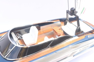 Modèle de bateau rapide de luxe Rivale 56, modèle en bois fait main, yacht à moteur moderne, objet de collection, décoration artistique - Product Image 5