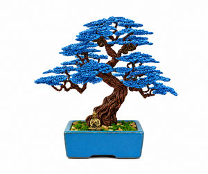 TINH TAN ART - Maceta Rectangular de Porcelana Azul con Estatua de Buda y Bonsái de Madera de Arce Hecho a Mano con Alambre de Aluminio, 22 cm, Duradera y Atractiva - Product Image 4