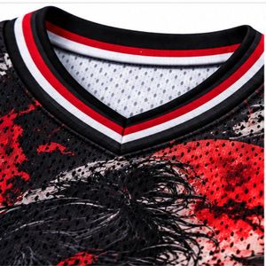 Maillot de basket-ball pour homme, style japonais samouraï, noir, séchage rapide, respirant, col en V, sans manches, polyester, transfert thermique - Product Image 5