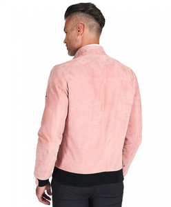 Veste bomber en cuir véritable pour homme, veste de motard décontractée à la mode, couleur verte - Product Image 2