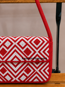 Bolso de Hombro con Cierre Magnético, Bordado a Mano en Rojo y Blanco, con Cuentas, para el Día de San Valentín, para Mujer, Venta al Por Mayor - Product Image 3
