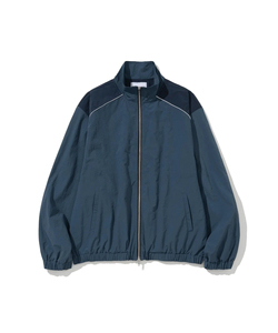 Men's Green Color Blocking <b>Racer</b> <b>Jacket</b> Windproof Stand Collar Zipper Closure Sporty Style Autumn Wear Regular Fit - Product Image 2