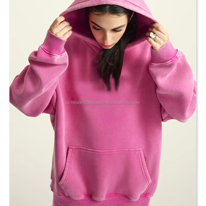 Ensemble de sweat à capuche en coton mélangé unisexe surdimensionné 355g, motif imprimé zippé personnalisé avec lavage à l'acide pour hommes, teint uni pour le printemps - Product Image 6