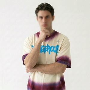Premium Men's Airbrush <b>Spray</b> Dye T-Shirt Custom Graffiti Font Print Heavyweight Cotton Tee Blanks Wholesale - Product Image 5