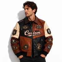 Blouson universitaire personnalisé pour homme en cuir de vachette véritable, color block, avec logo brodé, vêtement d'extérieur streetwear, fabricant OEM ODM
