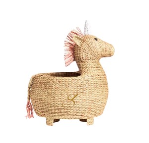 Cesta de Jacinto de Agua Tejida a Mano con Diseño de Unicornio, Contenedor Decorativo Abierto para Almacenamiento de Juguetes de Animales, Ideal para la Habitación del Bebé - Product Image 1