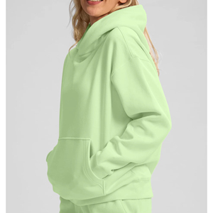 Sweat à capuche long en polaire pour femme, coupe oversize, confortable et doux, 100 % coton, décontracté, avec logo personnalisable sur le devant – Fournisseur professionnel - Product Image 6