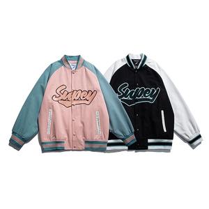 OEM Custom Leather Sleeves High Quality Wool <b>Patchwork</b> Stand Vintage Letterman Bomber Baseball Varsity <b>Jacket</b> for Men Women - Product Image 5