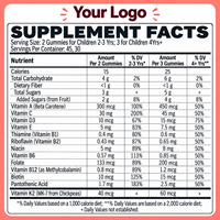 Gummies multivitaminées en gros pour enfants, 13 vitamines, oursons fraises, soutien croissance et immunité, 90 unités, marque privée personnalisée