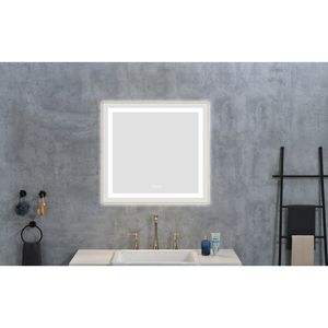 Specchio LED da Bagno 30 X 28 Pollici con Illuminazione Frontale e Posteriore, Montaggio a Parete, Cornice in Alluminio, Antiappannamento, Memoria, 3 Colori Disponibili - Product Image 1