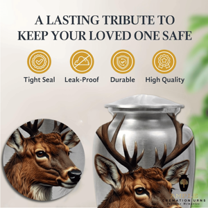 Urne funéraire en forme de tête de cerf, en aluminium de qualité supérieure, écologique, personnalisable, pour cendres d'adultes, capacité de 220 pouces cubes - Product Image 4