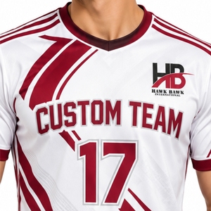 เสื้อฟุตบอลชาย คอวี แขนสั้น พร้อมชื่อและหมายเลขผู้เล่นแบบกำหนดเอง เสื้อทีมสำหรับกิจกรรมทีม ระบายอากาศได้ดี สวมใส่สบาย - Product Image 4