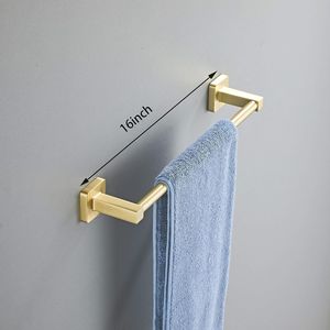 Set di Accessori per Bagno in Acciaio Inox Dorato Chiaro, 4 Pezzi, Portasciugamani da Parete 16 Pollici con Anello Portasciugamani - Product Image 3