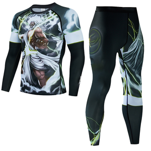 Conjunto de compresión Zeus para hombre, camiseta de manga larga y pantalones de secado rápido con estampado por sublimación, ropa deportiva para todas las estaciones - Product Image 1