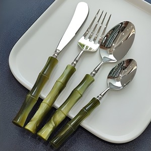 Hot Sale Product Decorative Mirror Polished Cutlery <b>Set</b> with Resin Handles Modern Luxurious Style <b>Flatware</b> <b>Sets</b> High Quality - Product Image 3