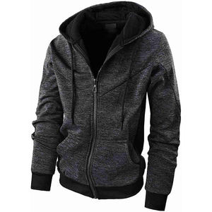 Veste zippée à capuche basique pour homme, sweat-shirt en polaire doux, vêtement d'extérieur pour tous les jours - Product Image 1