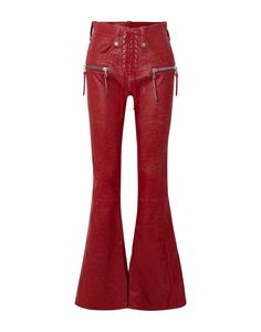 <b>Men's</b> Mid Waist Casual Genuine Leather <b>Flare</b> Pants with Button Fly and Zipper Pockets Gothic Style Autumn Wear - Product Image 1