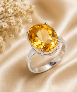 Natural Citrine 925 Sterling Silver <b>Ring</b> for Women | Handmade Yellow Gemstone <b>Ring</b> | Elegant <b>Statement</b> Jewelry - Product Image 2