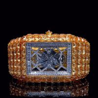Reloj de Alta Calidad con Diamantes de Imitación DEF, Estilo Hip Hop, Movimiento de Cuarzo Cuadrado, Edición Limitada
