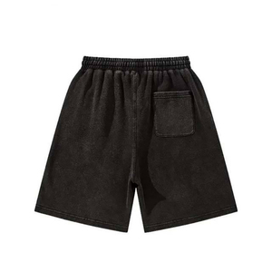 Shorts Bermuda en coton noir uni pour homme avec cordon de serrage à la taille et poches, style décontracté, taille mi-haute, tissu respirant - Product Image 2