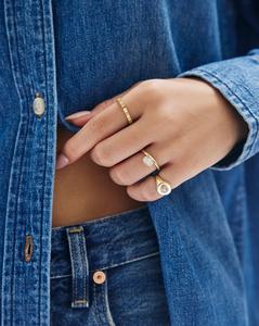 Oval Cut Lab Grown Diamond Solitaire Stackable <b>Rings</b> 2.2mm Bezel Set Minimalist <b>Dainty</b> Custom 14K Solid Gold Everyday Wear Bands - Product Image 3