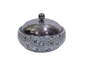 Pot à tajine marocain en acier inoxydable avec couvercle, poignée dorée, plat de service décoratif pour hôtel, restaurant, buffet - Product Image 5