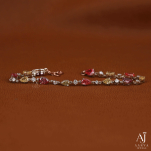 Bracelet tennis AARVA JEWELS en argent 925 plaqué or rose et rhodium, moissanite taille poire, style hip-hop, cadeau de luxe pour femme, à porter au quotidien - Product Image 1