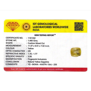 ไพลินสีเหลืองธรรมชาติ 7.3 กะรัต รูปทรงวงรี พลอยหลวมสำหรับเครื่องประดับชั้นดี - Product Image 4