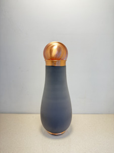 Premium Matte Black Pure <b>Copper</b> Bedside Carafe Jar 1500ml <b>Powder</b> Coated Charcoal Ayurvedic Pot Luxury Wellness Metal Drinknware - Product Image 4