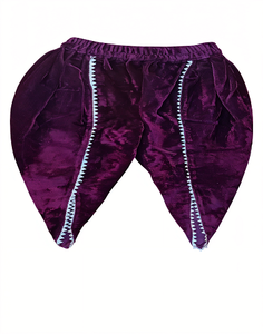 Ensemble dhoti en velours brodé à manches longues - Bourgogne - Product Image 6