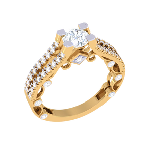 Anillo Halo de Doble Hilera Ancho Moderno Personalizado, Joyería de Moda de Alta Calidad - Product Image 2