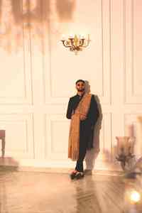 Elegante Chal de Lana Pashmina Bordado, Lujoso, Suave, Cálido, Transpirable, Tradicional, Hecho a Mano, Sólido, para el Invierno - Product Image 5