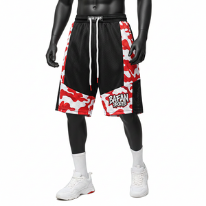 Men Athletic Polyester <b>Mesh</b> Shorts 180 GSM Lightweight Breathable Fabric Black Red Camo Panels Custom Workout <b>Mesh</b> men's shorts - Product Image 6