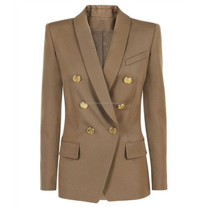 Primavera 2025, chaqueta de lujo de alta calidad para mujer, cuello chal, nueva chaqueta para mujer, traje ajustado con botones dorados clásicos para mujer, otoño - Product Image 1