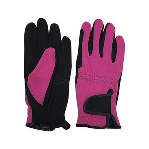Guantes de equitación de gamuza rosa y negro de dedo completo, marca privada, guantes de equitación de alto rendimiento con agarre suave para mujer - Product Image 1