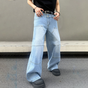 2025 New Arrived Straight Leg Loose Fit Denim <b>Jeans</b> for Men High Street Style Dirty Stone Washed Baggy <b>Jeans</b> For Men - Product Image 6
