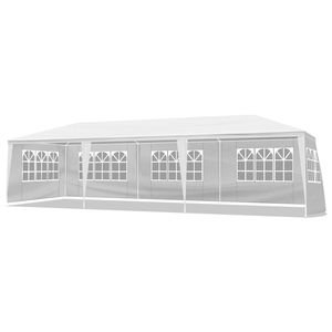 Pergola a 5 Lati in Ferro con Tessuto PE e Tubi a Spirale 3x9m per Tende da Matrimonio e Feste - Product Image 1